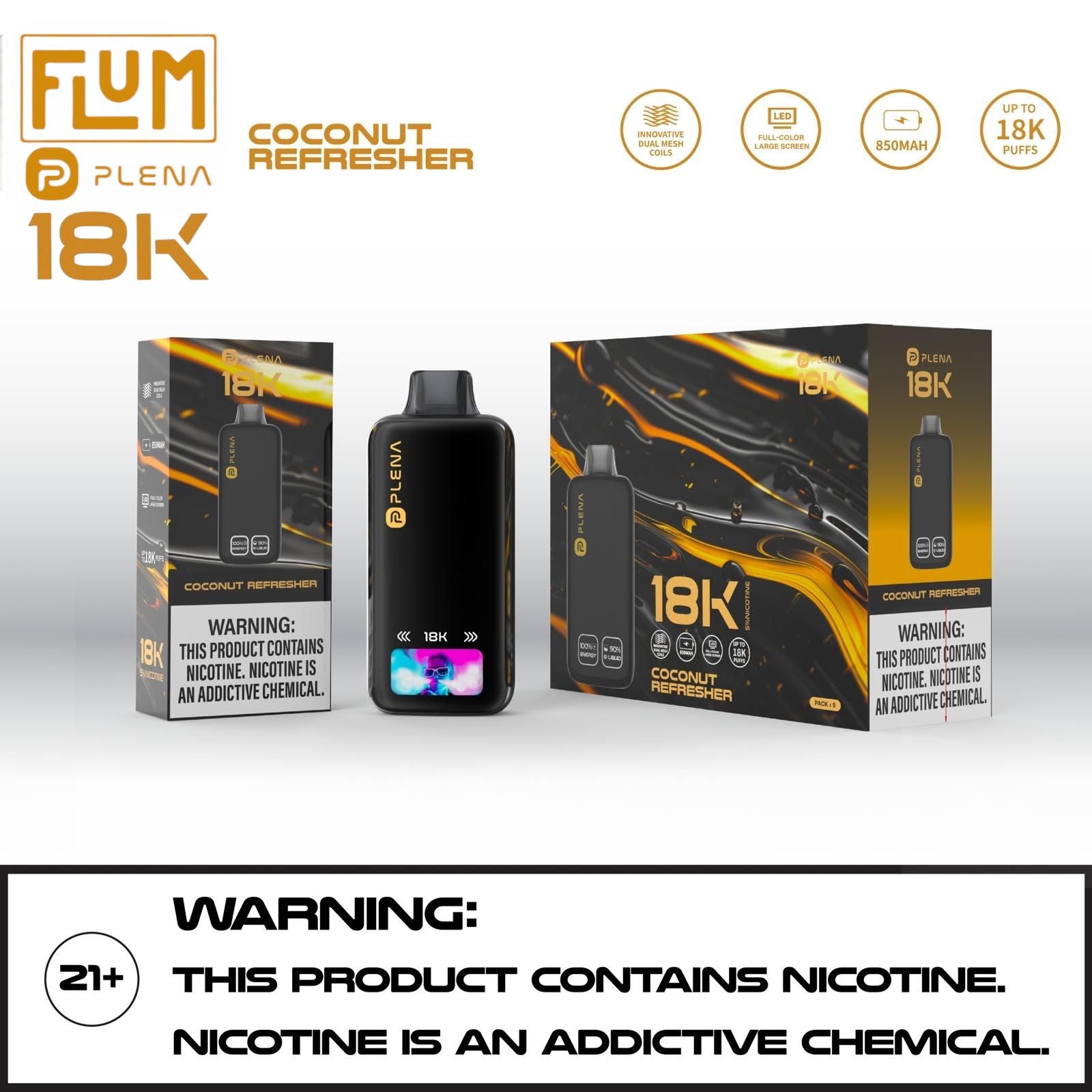 FLUM PLENA 18K NICOTINE DISPOSABLE VAPE | $14.99