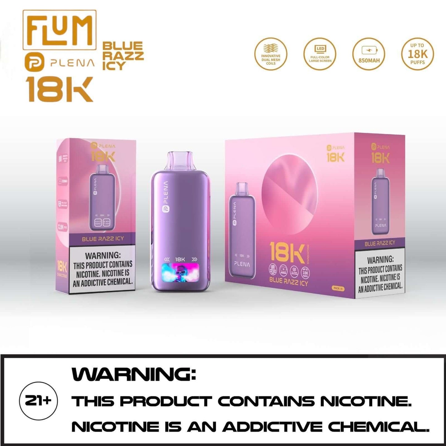 FLUM PLENA 18K NICOTINE DISPOSABLE VAPE | $14.99