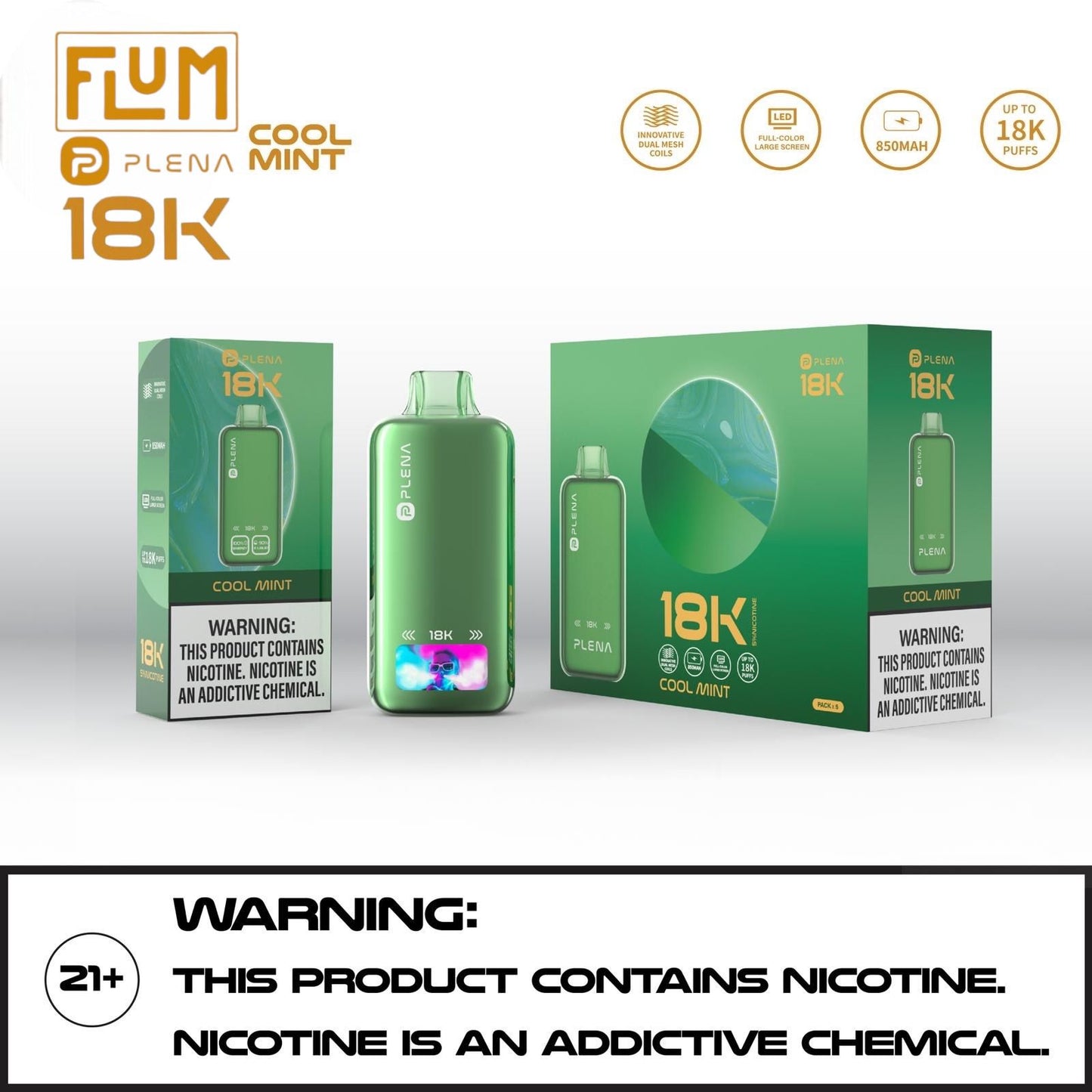 FLUM PLENA 18K NICOTINE DISPOSABLE VAPE | $14.99