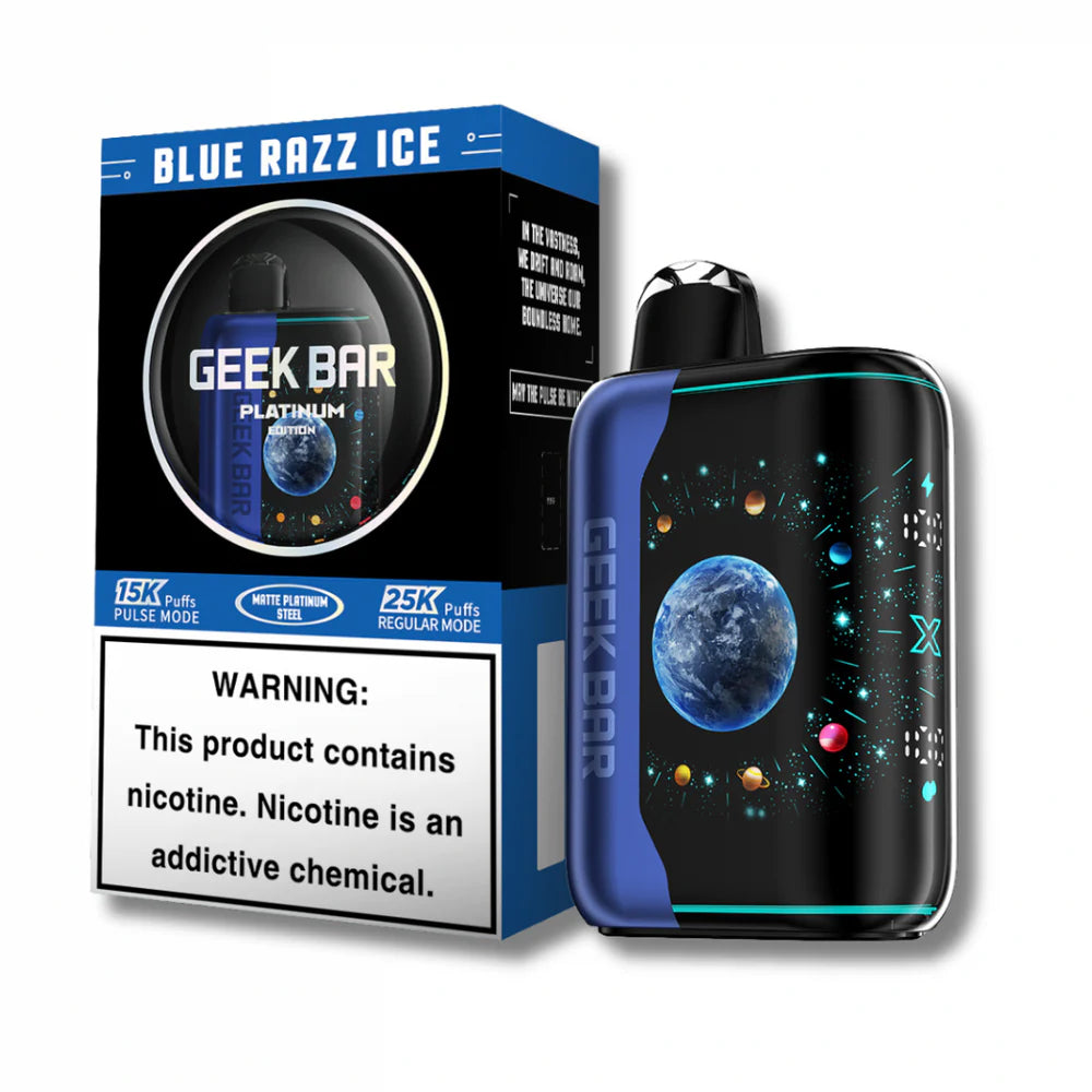 Blue Razz Ice Geek Bar Pulse X Platinum Edition 25K Disposable Vape