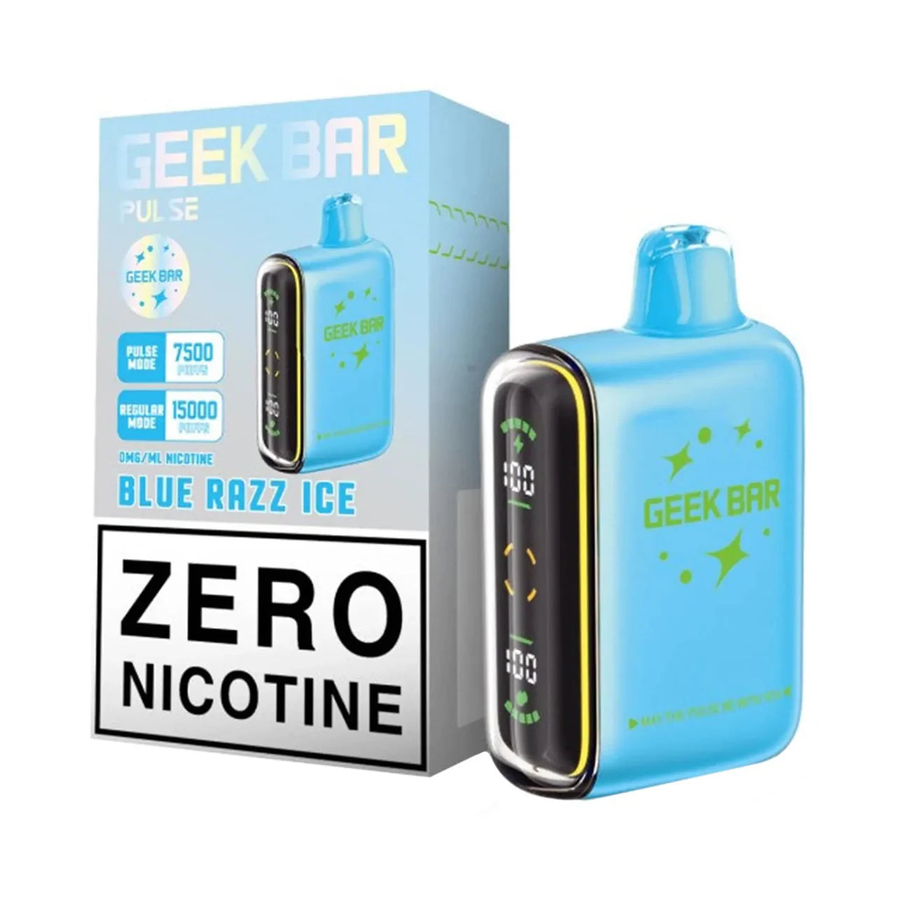 Blue Razz Ice Geek Bar Pulse 15k Zero Nicotine Disposable Vape